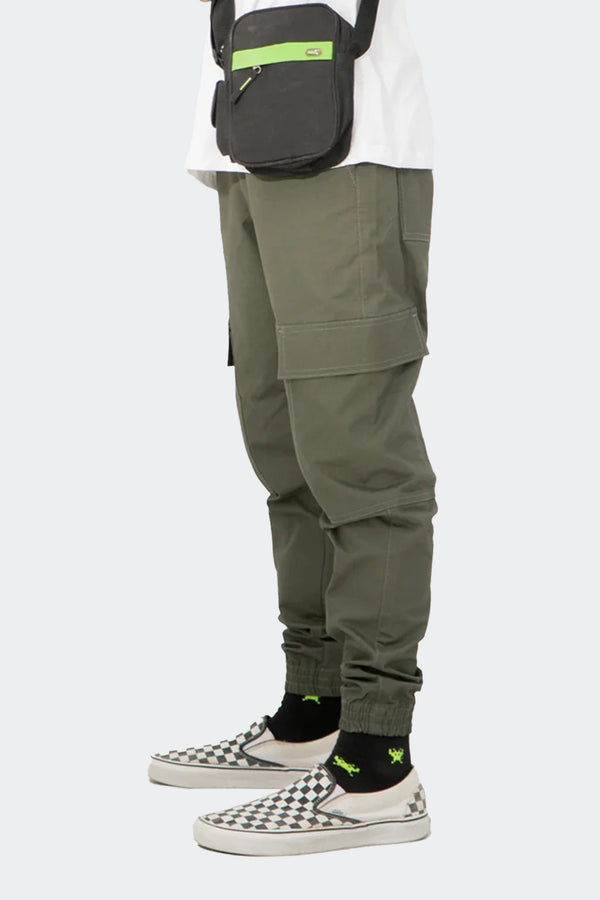 Slim Fit Cargo trousers-Olive green