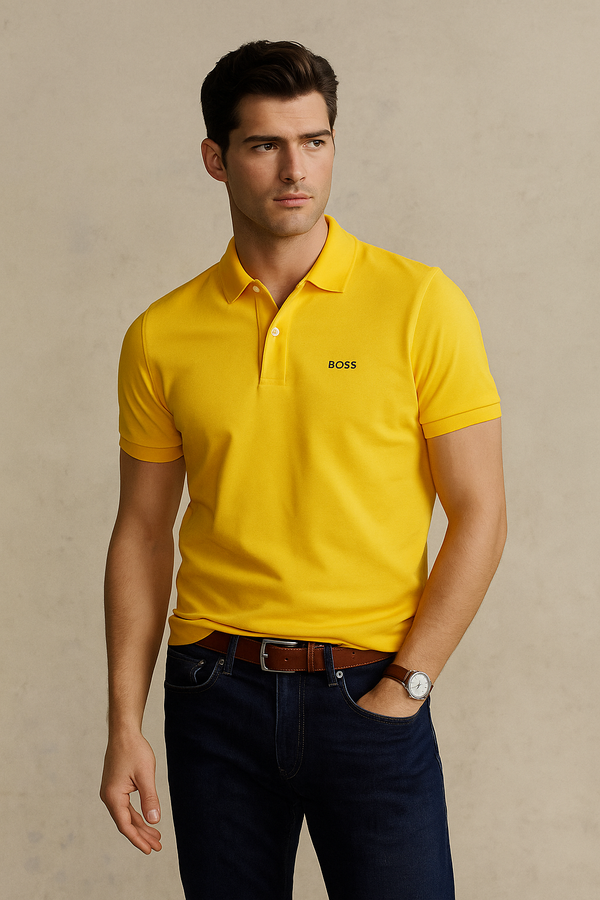 Boss Golden Rod Cotton  Polo Shirt- Yellow