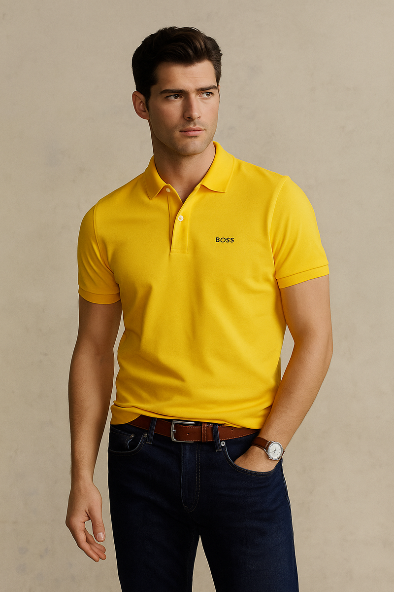 Boss Golden Rod Cotton  Polo Shirt- Yellow