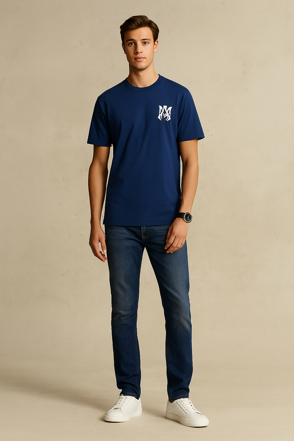 AMIRI logo-print Cotton T-Shirt - Navy Blue