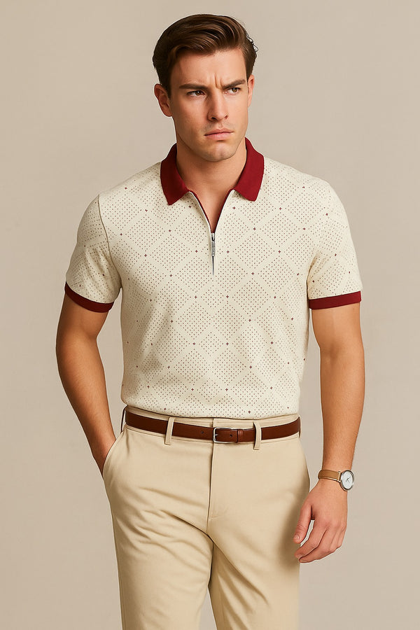 POLKA Dot Polo Shirt-Red