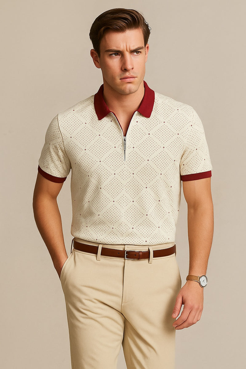 POLKA Dot Polo Shirt-Red